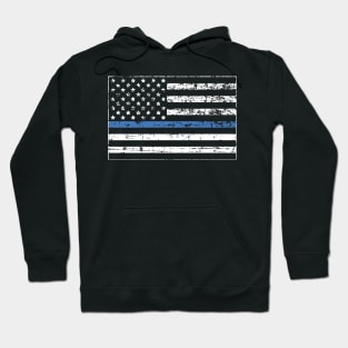 Thin Blue Line Distressed American Flag Hoodie